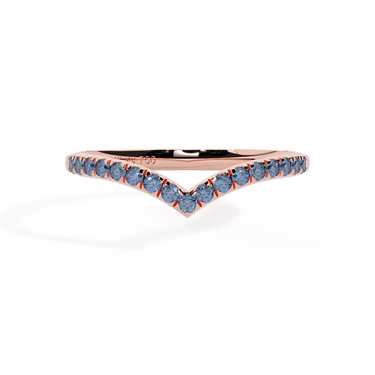 The Chevron, Blue Sapphire, 18K Rose Gold Ring