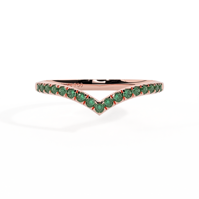The Chevron, Emerald, 18K Rose Gold Ring