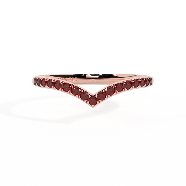 The Chevron Band Garnet 18K Rose Gold Ring