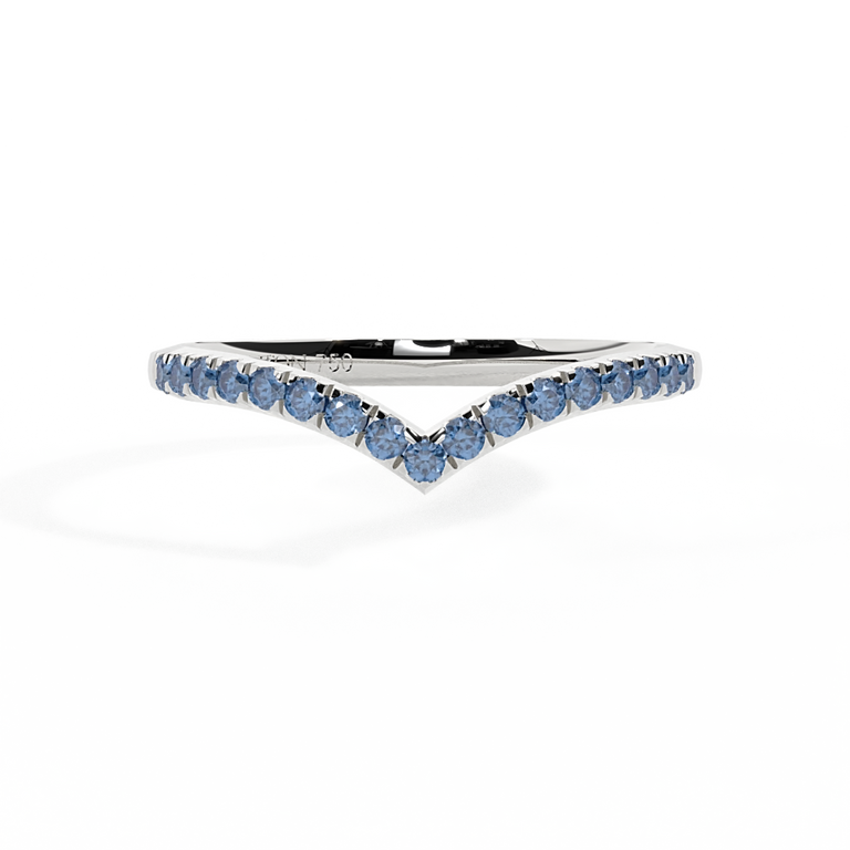 The Chevron, Blue Sapphire, 18K White Gold Ring