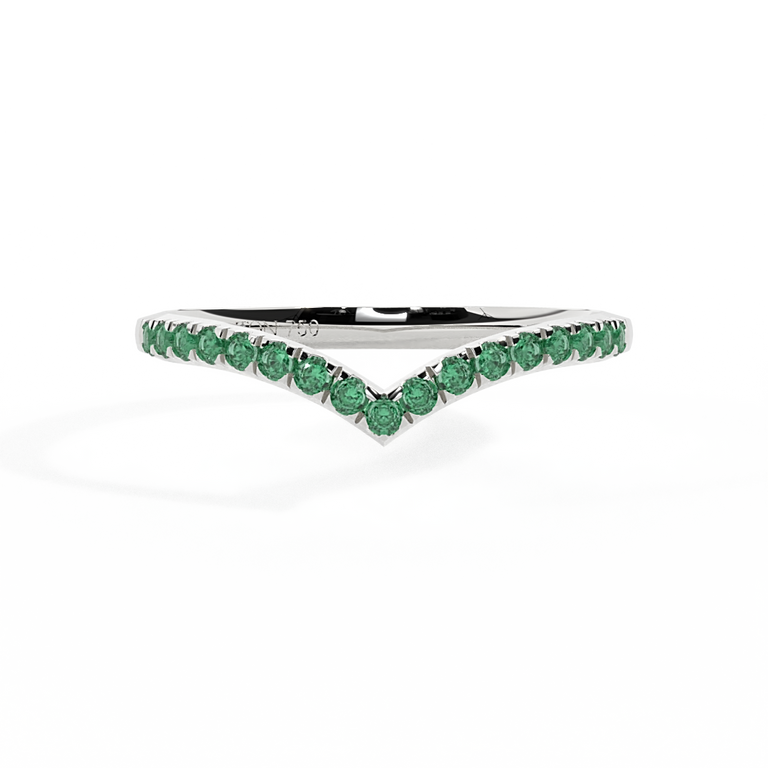 The Chevron, Emerald, 18K White Gold Ring