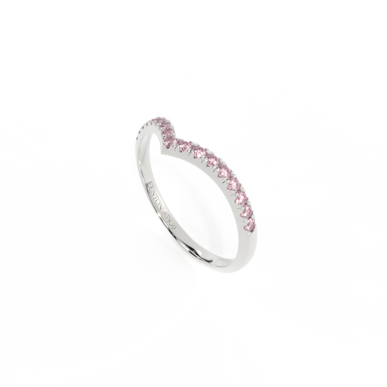 Treasure Box Chevron Band Pink Sapphire 18K White Gold