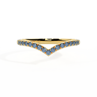 The Chevron, Blue Sapphire, 18K Yellow Gold Ring