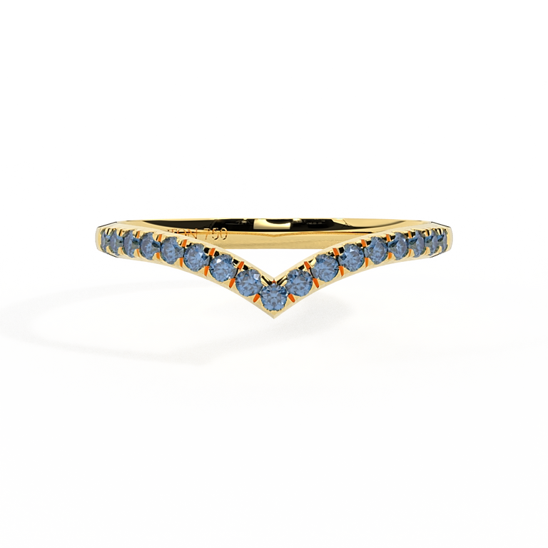The Chevron, Blue Sapphire, 18K Yellow Gold Ring