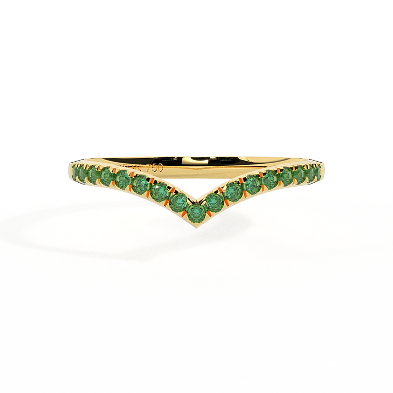 The Chevron, Emerald, 18K Yellow Gold Ring