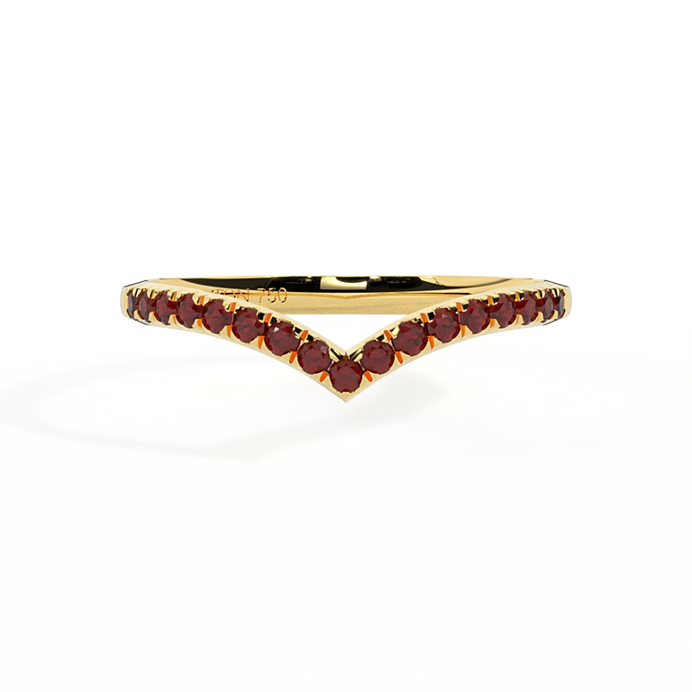 The Chevron Band Garnet 18K Yellow Gold Ring