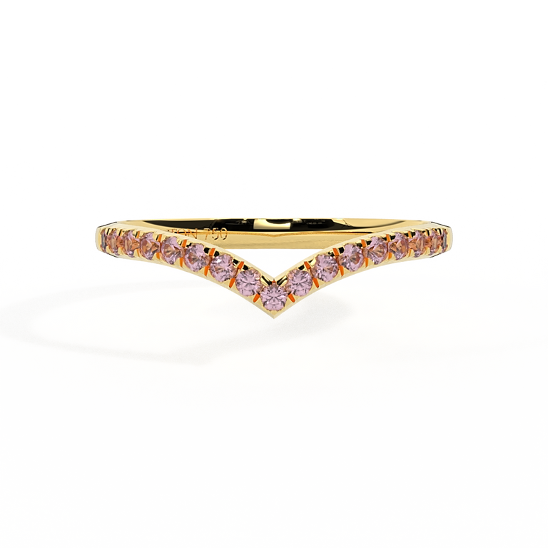 The Chevron, Pink Sapphire, 18K Yellow Gold Ring