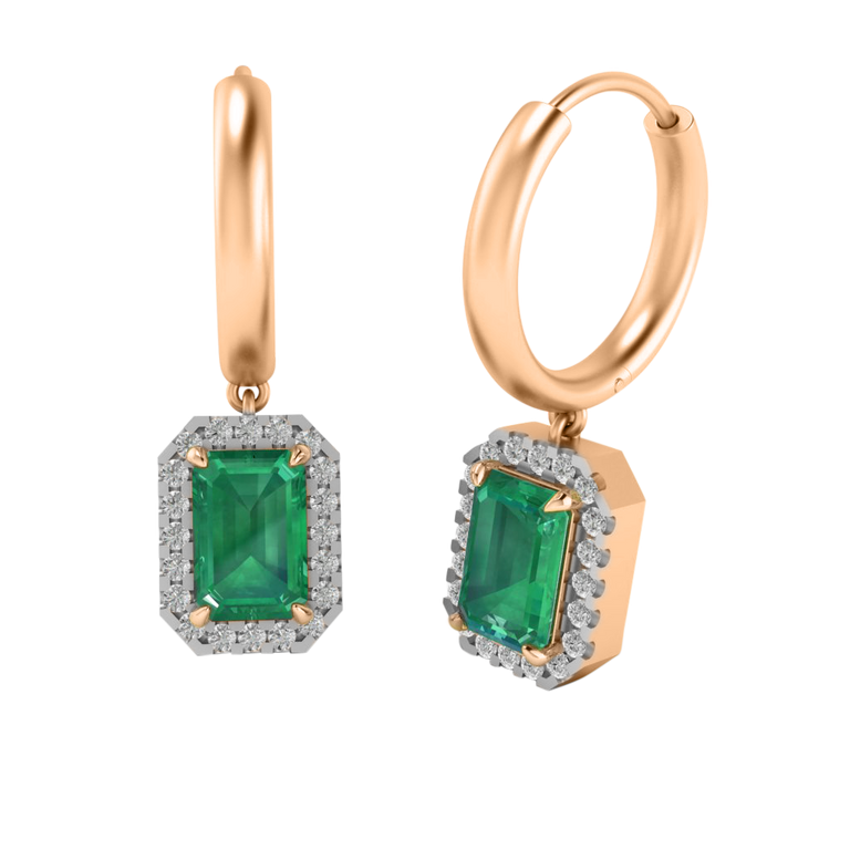 Classic Drop Emerald Emerald 18K Rose Gold Earrings