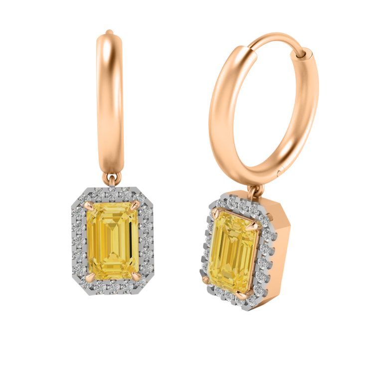 Classic Drop Emerald Yellow Sapphire 18K Rose Gold Earrings