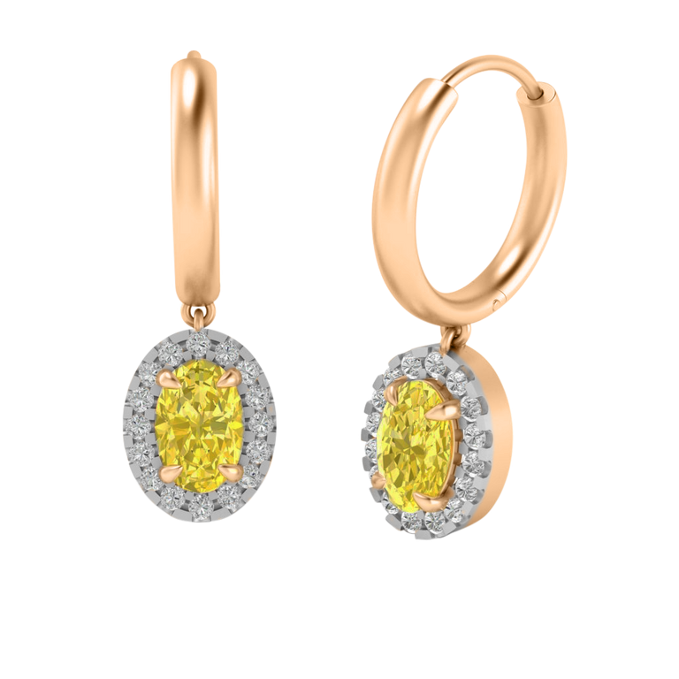 Classic Drop Oval Yellow Sapphire 18K Rose Gold Earrings