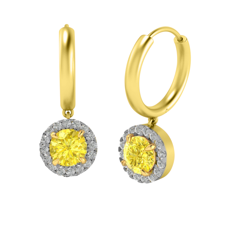 Treasure Box Classic Drop Round Yellow Sapphire 18K Yellow Gold Earrings