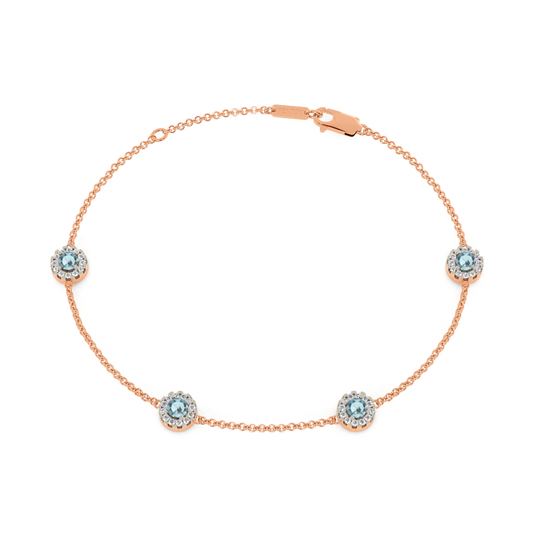 Classic Aquamarine Halo Bracelet