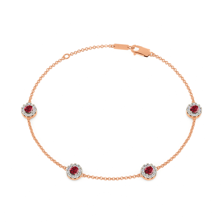 Classic Ruby Halo Bracelet