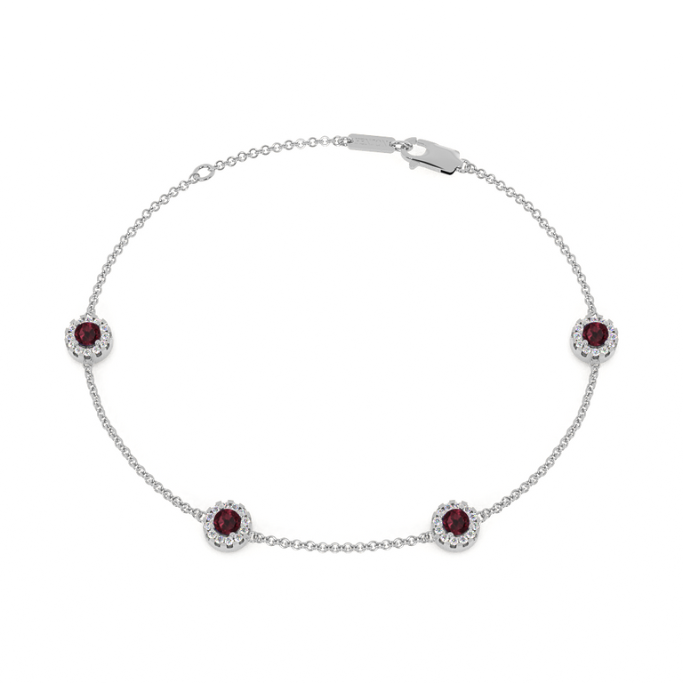 Classic Garnet Halo Bracelet