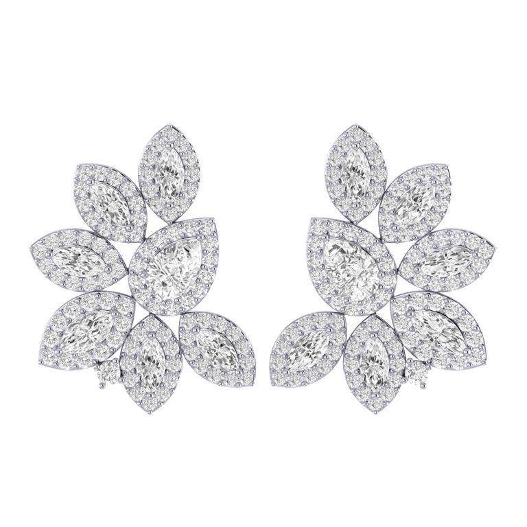 Cluster Stud Solar Diamond Earrings