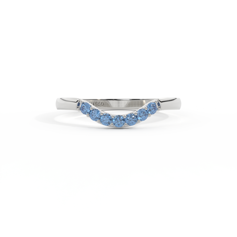 The Curved Band, Blue Sapphire, Platinum Ring