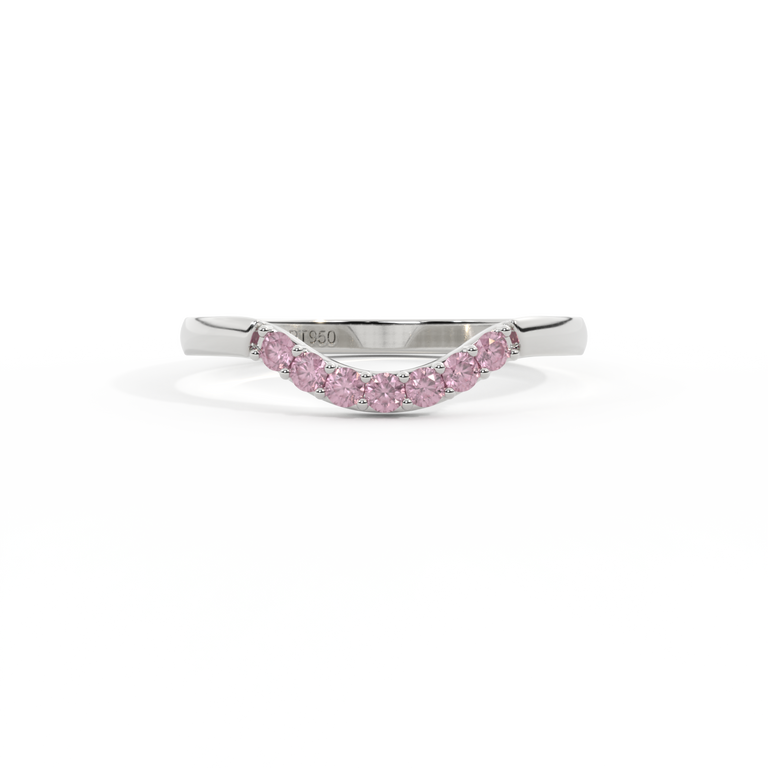 The Curved Band, Pink Sapphire, Platinum Ring
