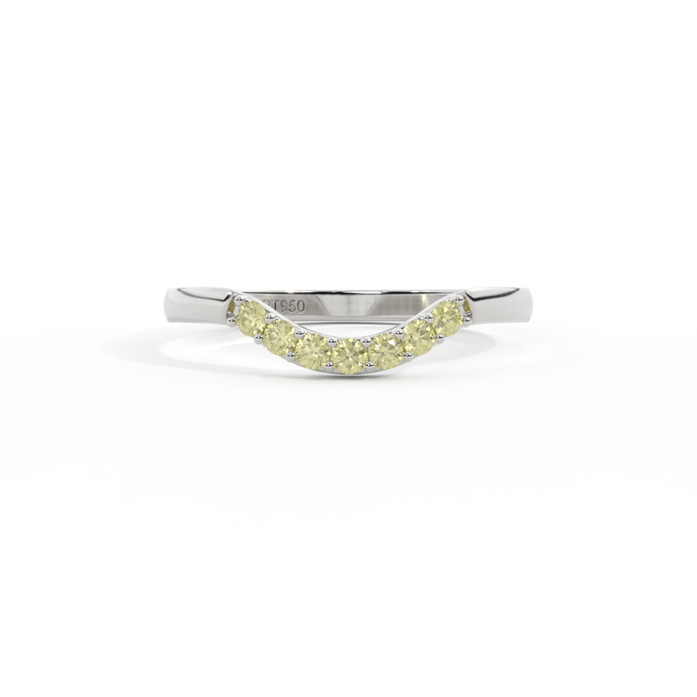 The Curved Band, Yellow Sapphire, Platinum Ring