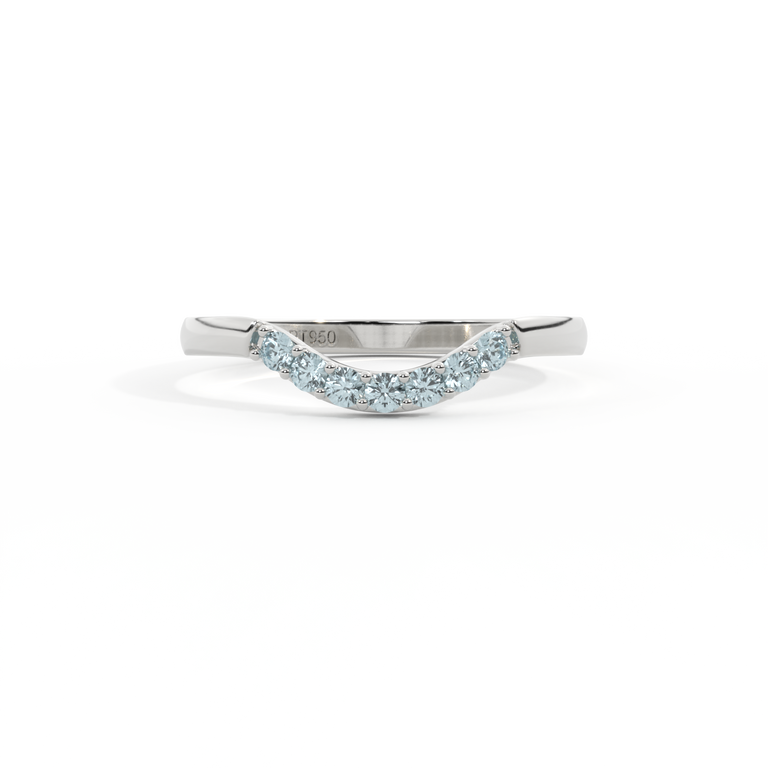 The Curved Band, Aquamarine, Platinum Ring