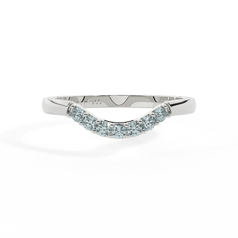 The Curved Band, Aquamarine, Platinum Ring