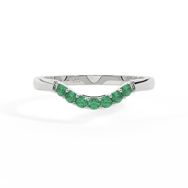 The Curved Band, Emerald, Platinum Ring