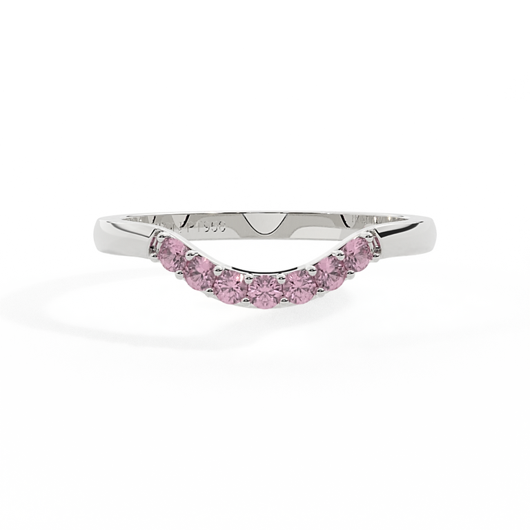 The Curved Band, Pink Sapphire, Platinum Ring