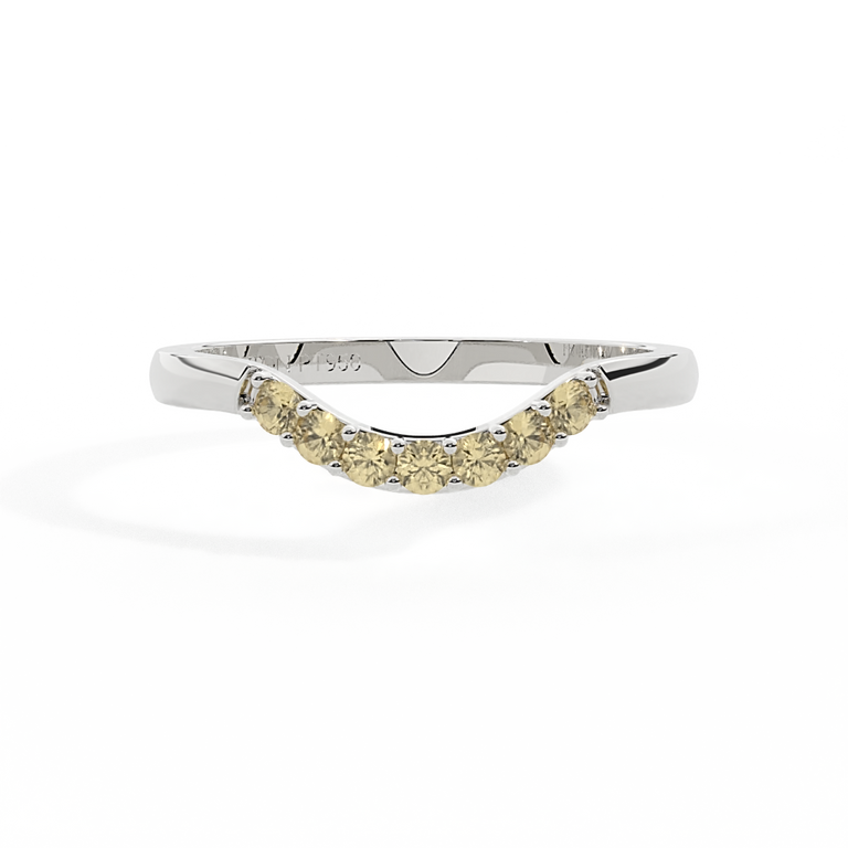 The Curved Band, Yellow Sapphire, Platinum Ring