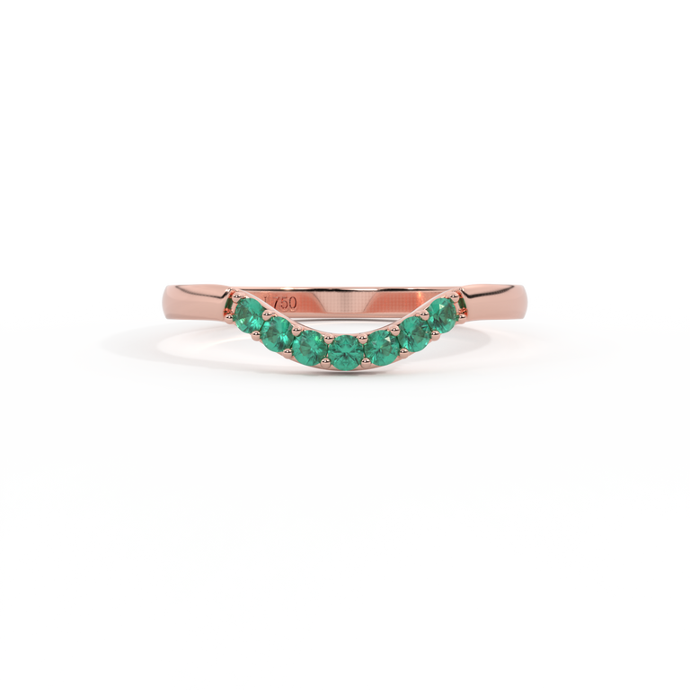 The Curved Band, Emerald, 18K Rose Gold Ring