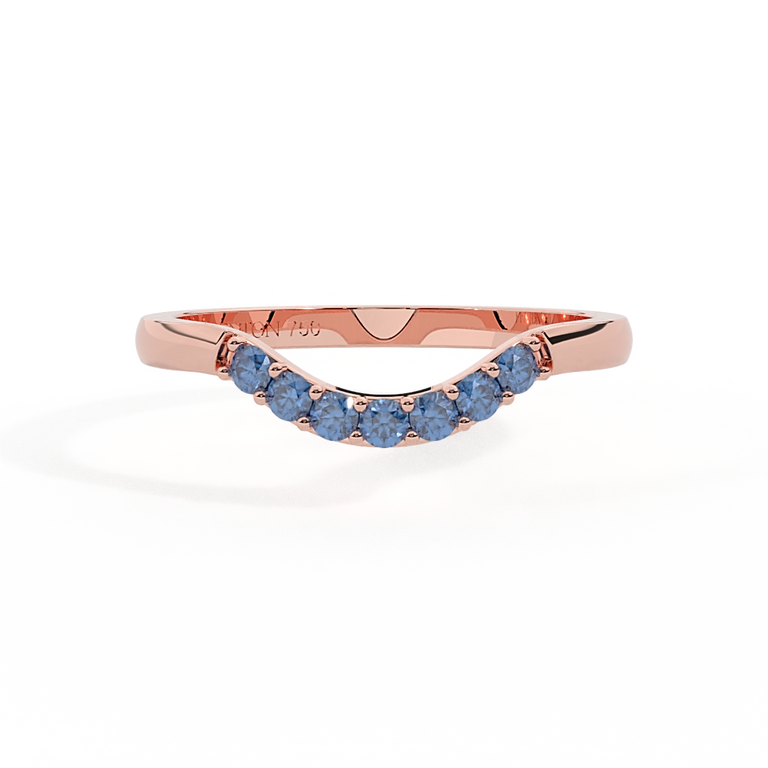The Curved Band, Blue Sapphire, 18K Rose Gold Ring