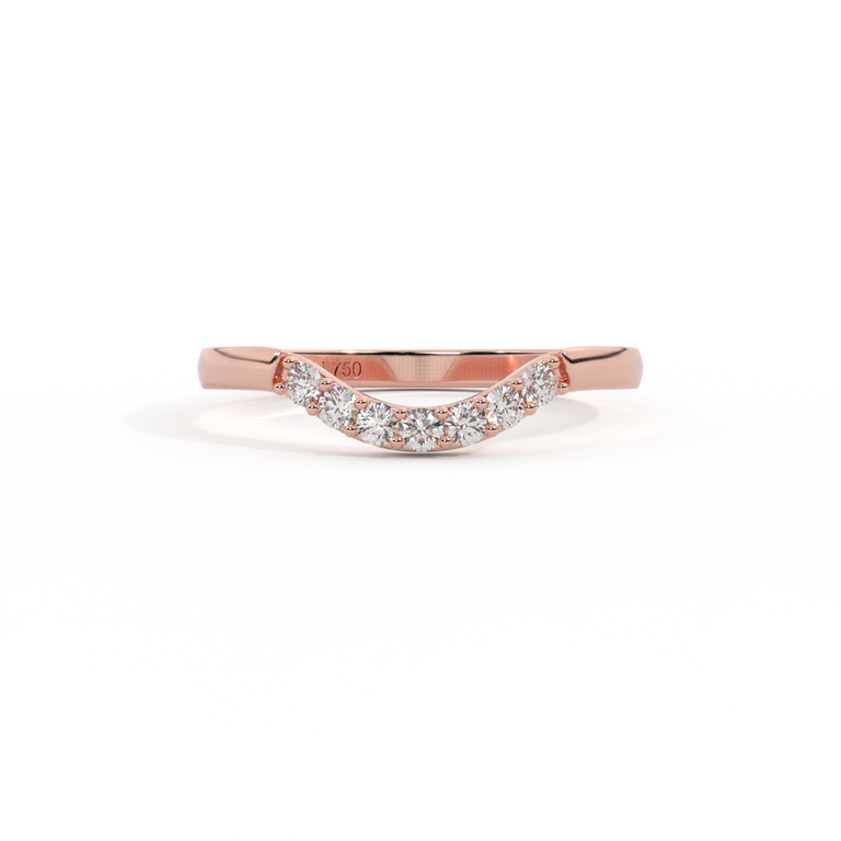 The Curved Band, Naturally Mined Diamond, 18K Rose Gold Ring