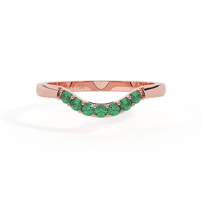 The Curved Band, Emerald, 18K Rose Gold Ring