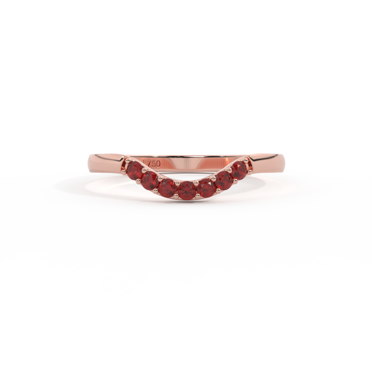 The Curved Band Band Garnet 18K Rose Gold Ring