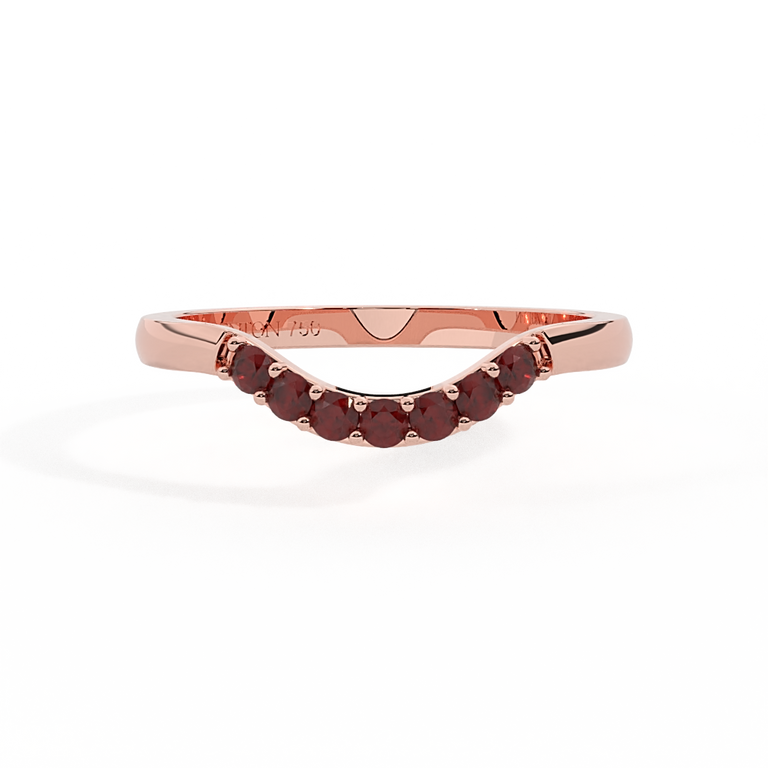 The Curved Band Band Garnet 18K Rose Gold Ring