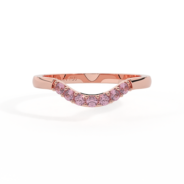 The Curved Band, Pink Sapphire, 18K Rose Gold Ring
