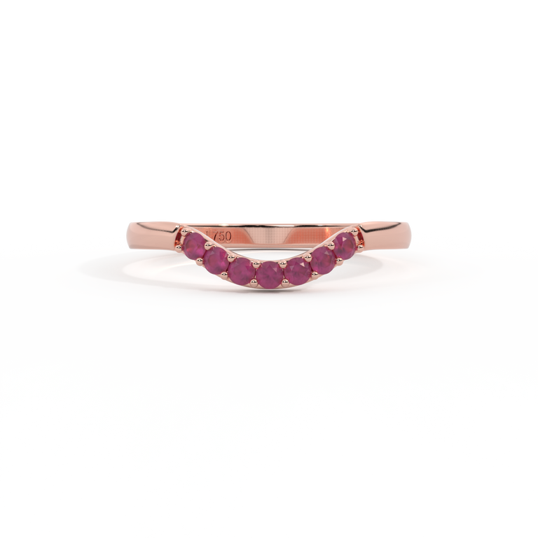 The Curved Band, Ruby, 18K Rose Gold Ring
