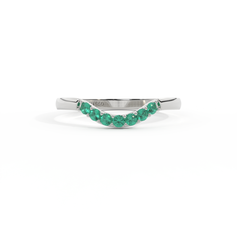 The Curved Band, Emerald, 18K White Gold Ring