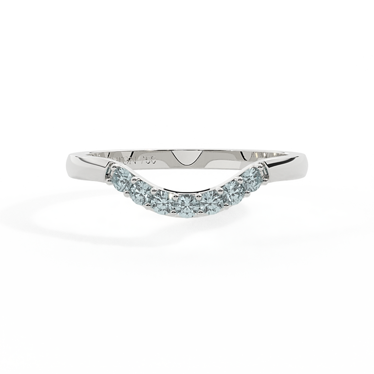 The Curved Band, Aquamarine, 18K White Gold Ring