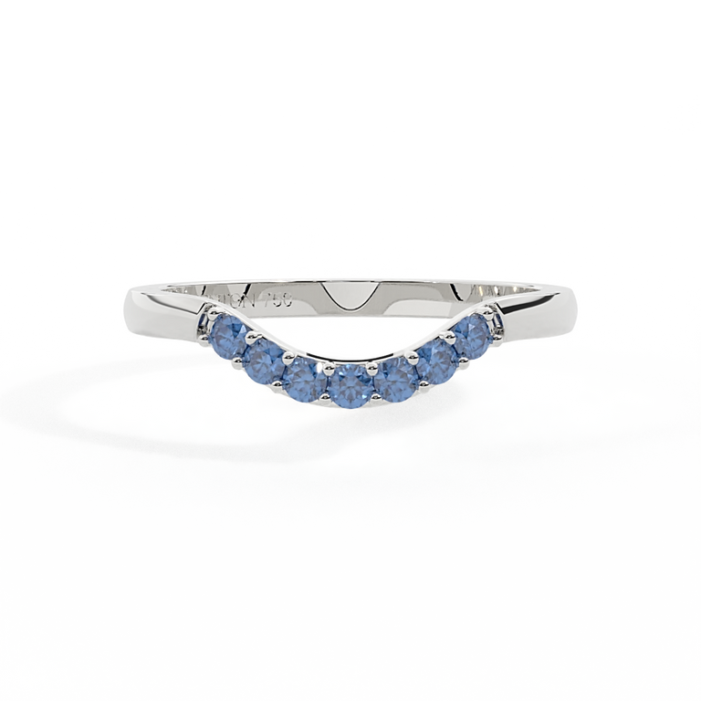 The Curved Band, Blue Sapphire, 18K White Gold Ring