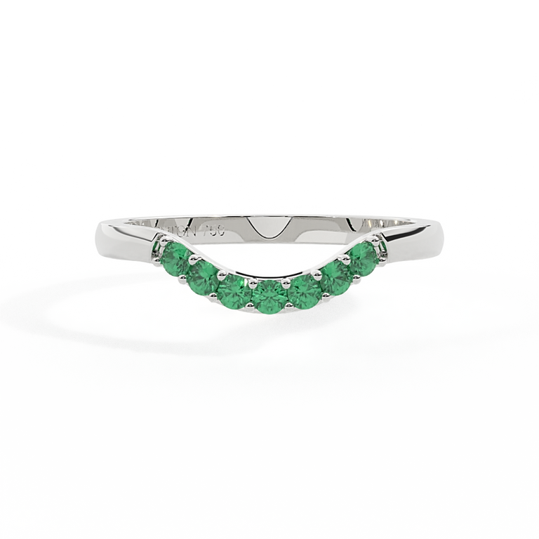 The Curved Band, Emerald, 18K White Gold Ring