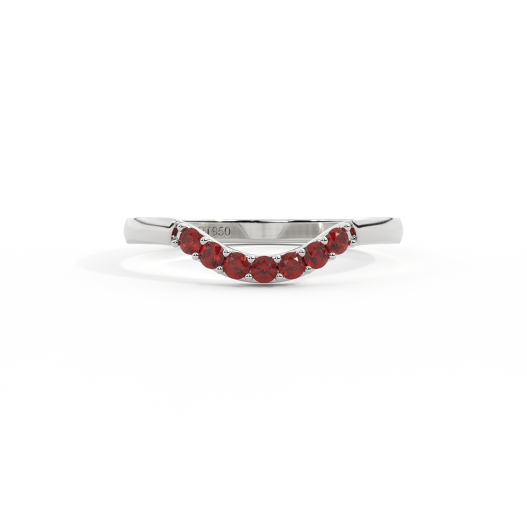The Curved Band Band Garnet 18K White Gold Ring