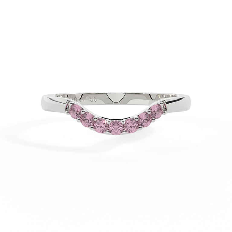 The Curved Band, Pink Sapphire, 18K White Gold Ring