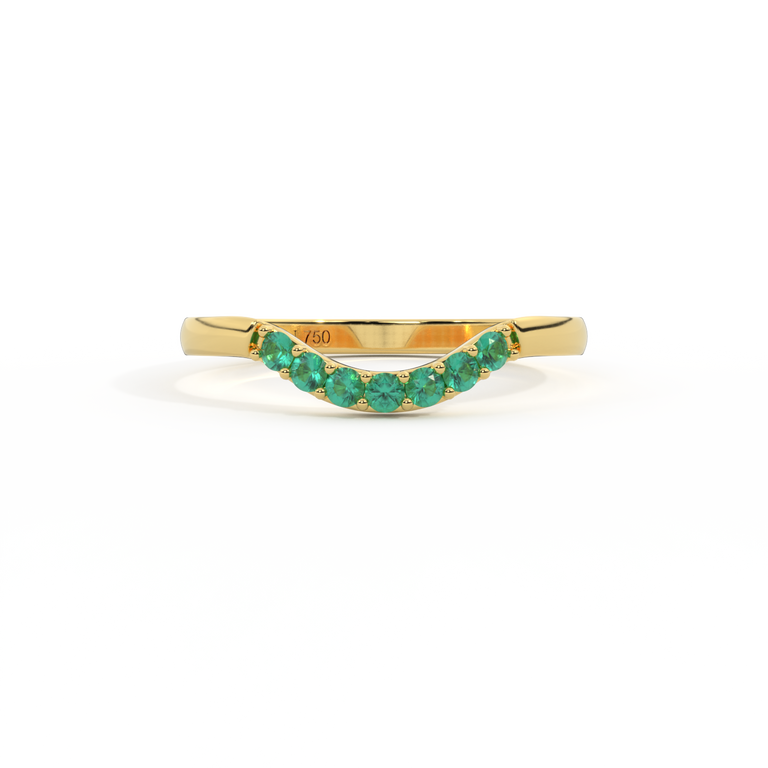 The Curved Band, Emerald, 18K Yellow Gold Ring