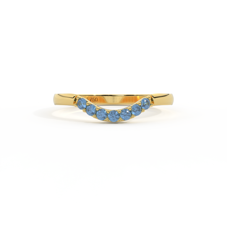 The Curved Band, Blue Sapphire, 18K Yellow Gold Ring