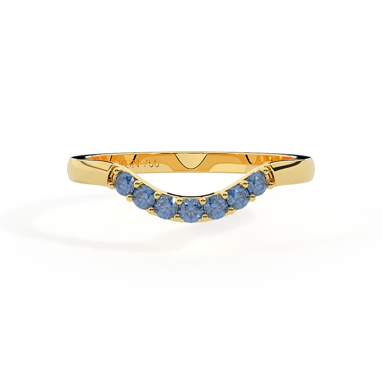 The Curved Band, Blue Sapphire, 18K Yellow Gold Ring