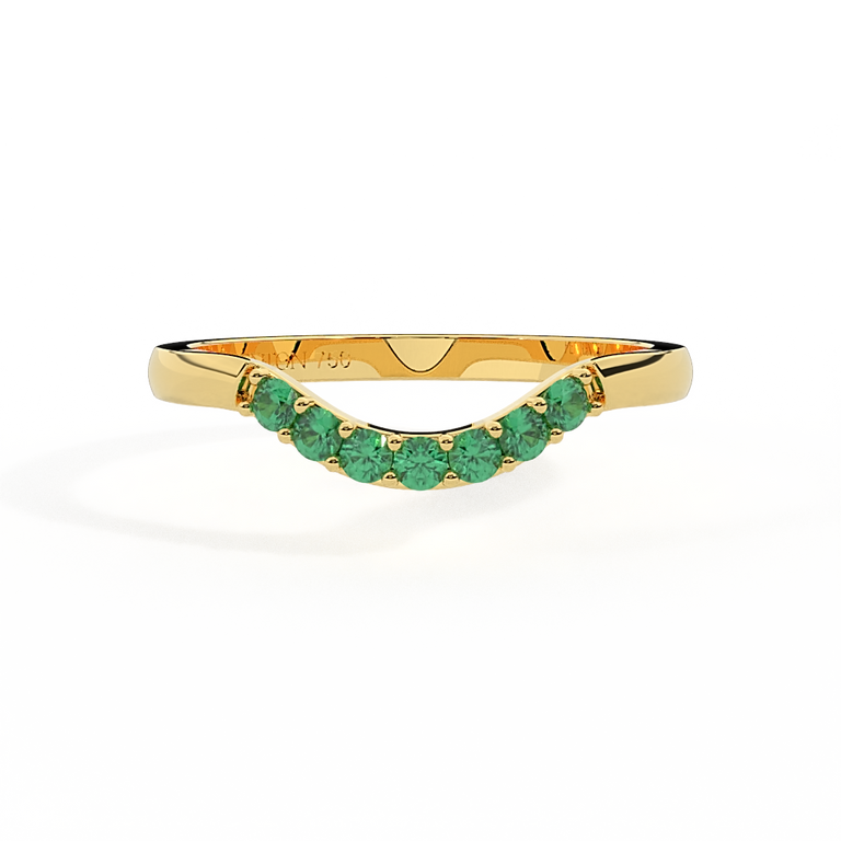 The Curved Band, Emerald, 18K Yellow Gold Ring