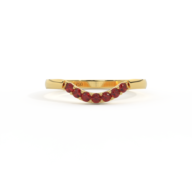 The Curved Band Band Garnet 18K Yellow Gold Ring