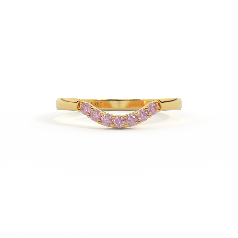 The Curved Band, Pink Sapphire, 18K Yellow Gold Ring