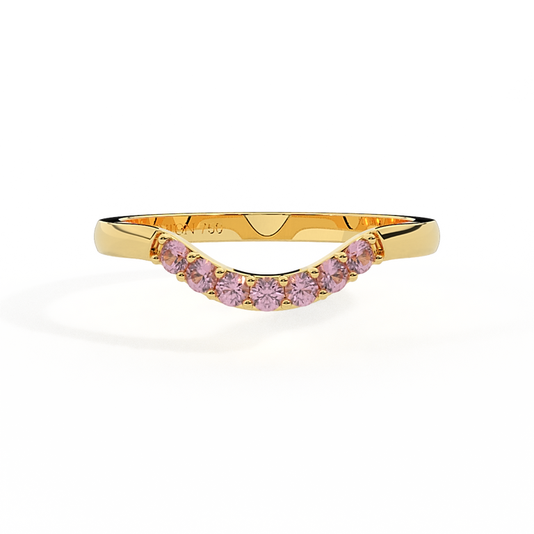 The Curved Band, Pink Sapphire, 18K Yellow Gold Ring