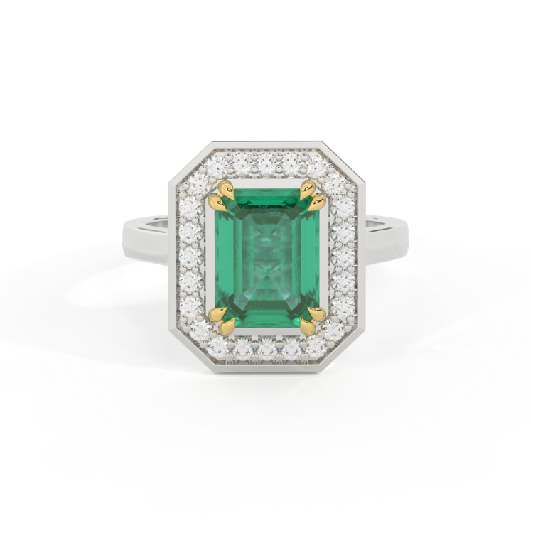 Deco Emerald Emerald Platinum Ring