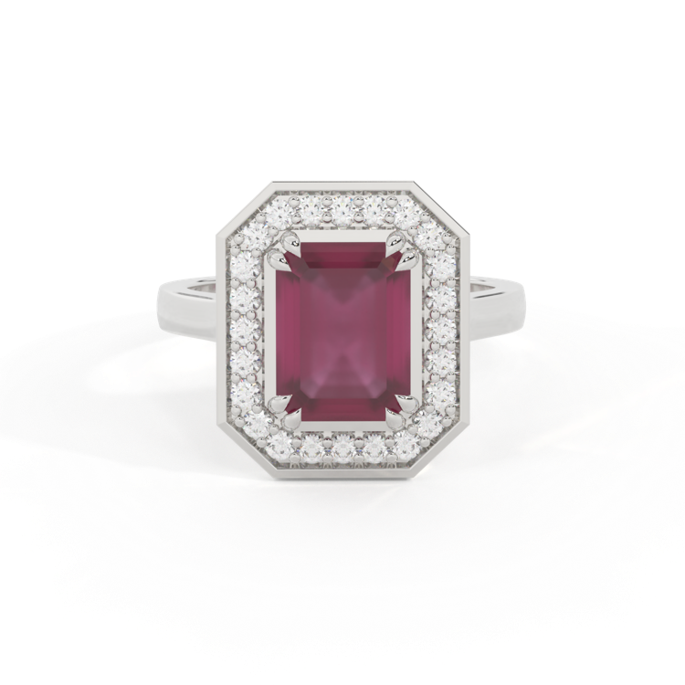 Deco Emerald Ruby Platinum Ring
